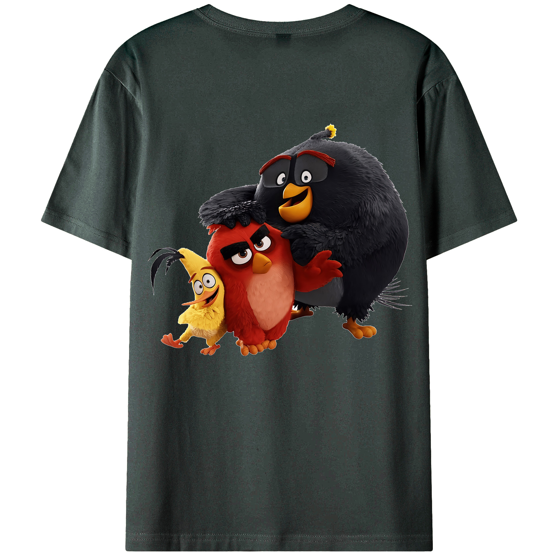 （画像用） Angry Birds アングリーバード 綿100％ メンズ半袖Tシャツ（バックプリント） 通気性